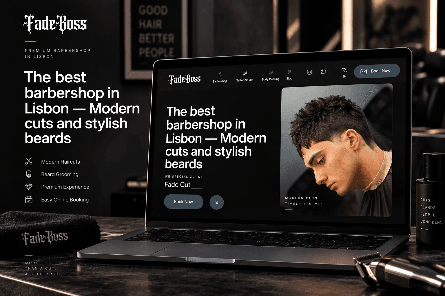 Homepage of FadeBoss